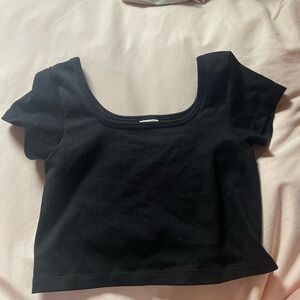 Black Ribbed Women's Top